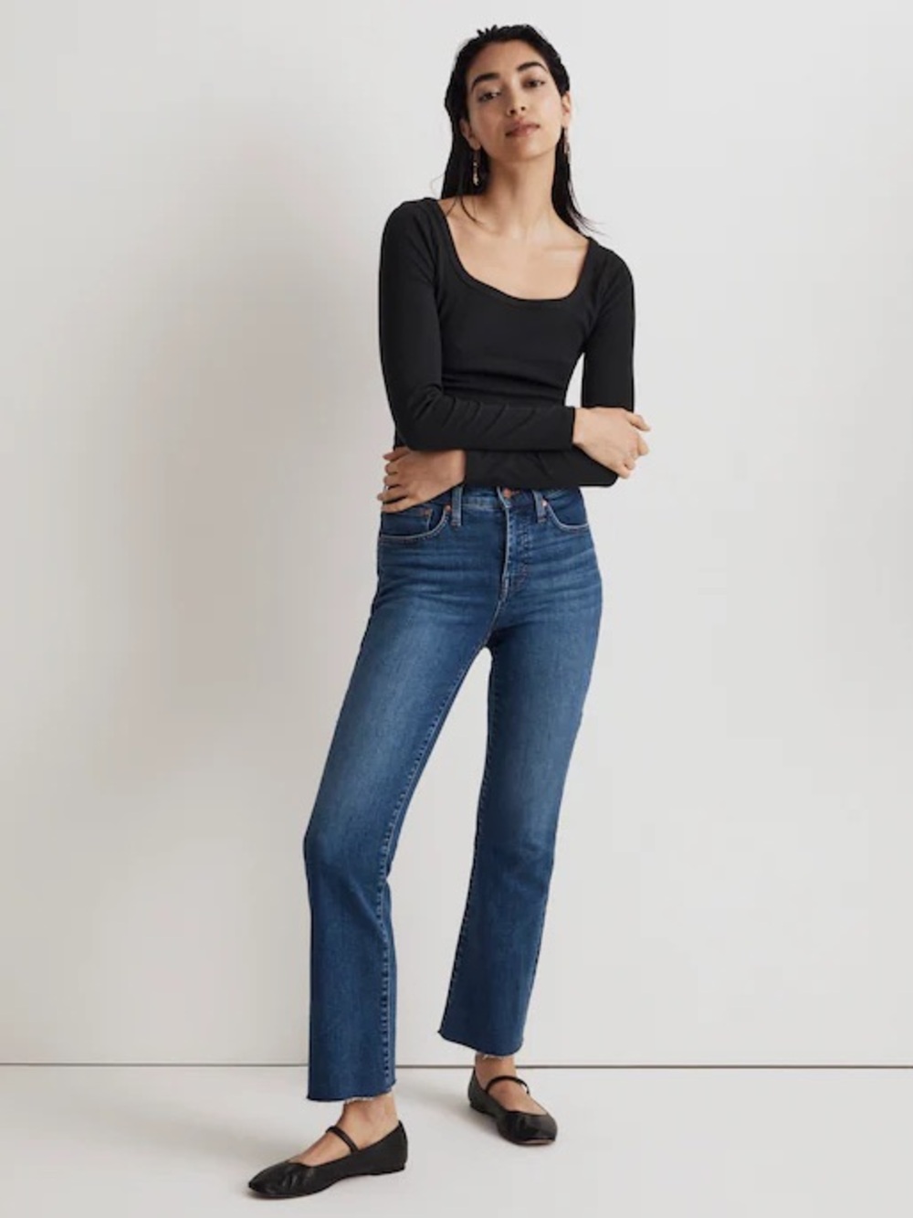 Madewell Kick Out Crop Denim Jeans Mid Rise Brinton Wash Super Stretch Size 27 4